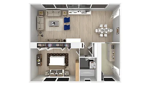 Floor plan 1 Bed 1 Bath Partially Renovated