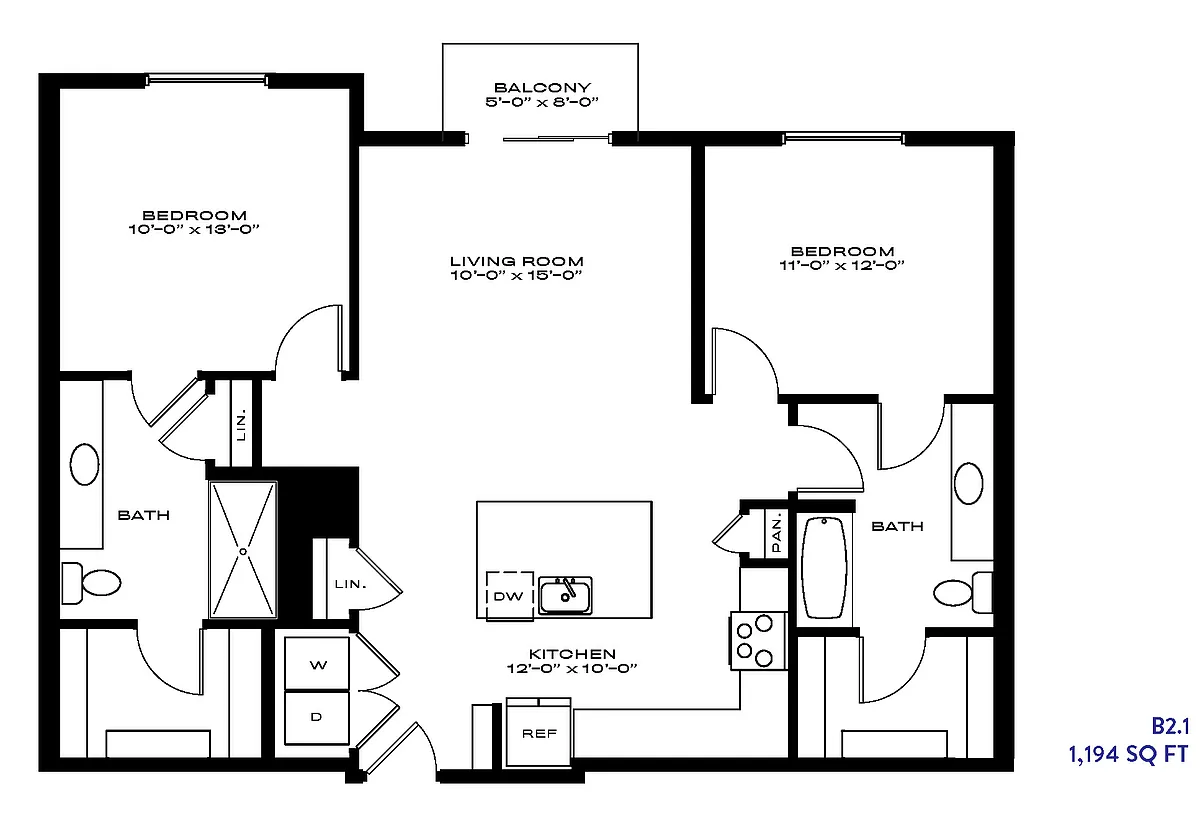 Floor plan 2 Bed/2 Bath
