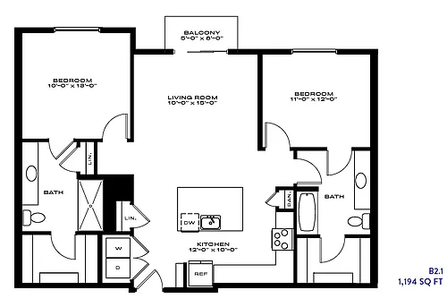 Floor plan 2 Bed/2 Bath