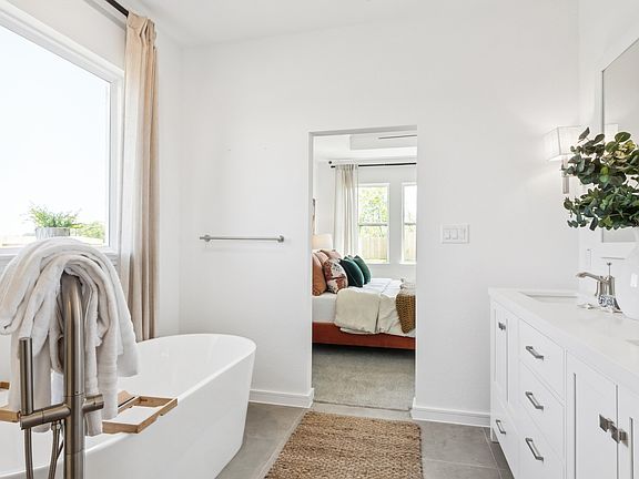 Primary bath with freestanding soaking tub