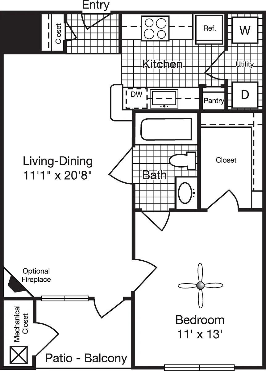 Floor plan 1 Bedroom A