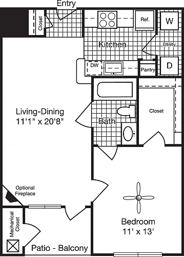 Floor plan 1 Bedroom A