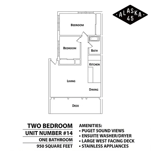 Floor plan 2 Bed 1 Bath