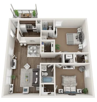 Floor plan Ravenwood 2 Bed 2 Bath Small