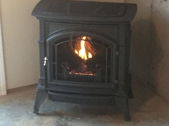 Gas fireplace in basement