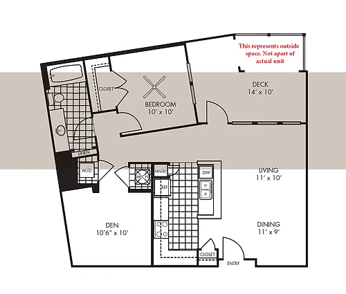 Floor plan 1B-L Den