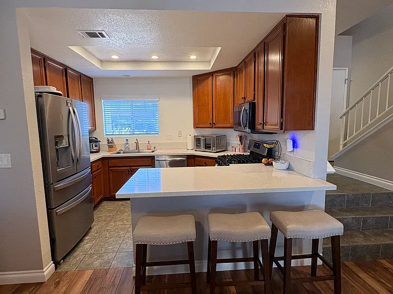 Remodeled Kitchen with Breakfast Nook - View from Living Room