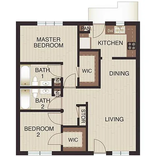 Floor plan Two Beds