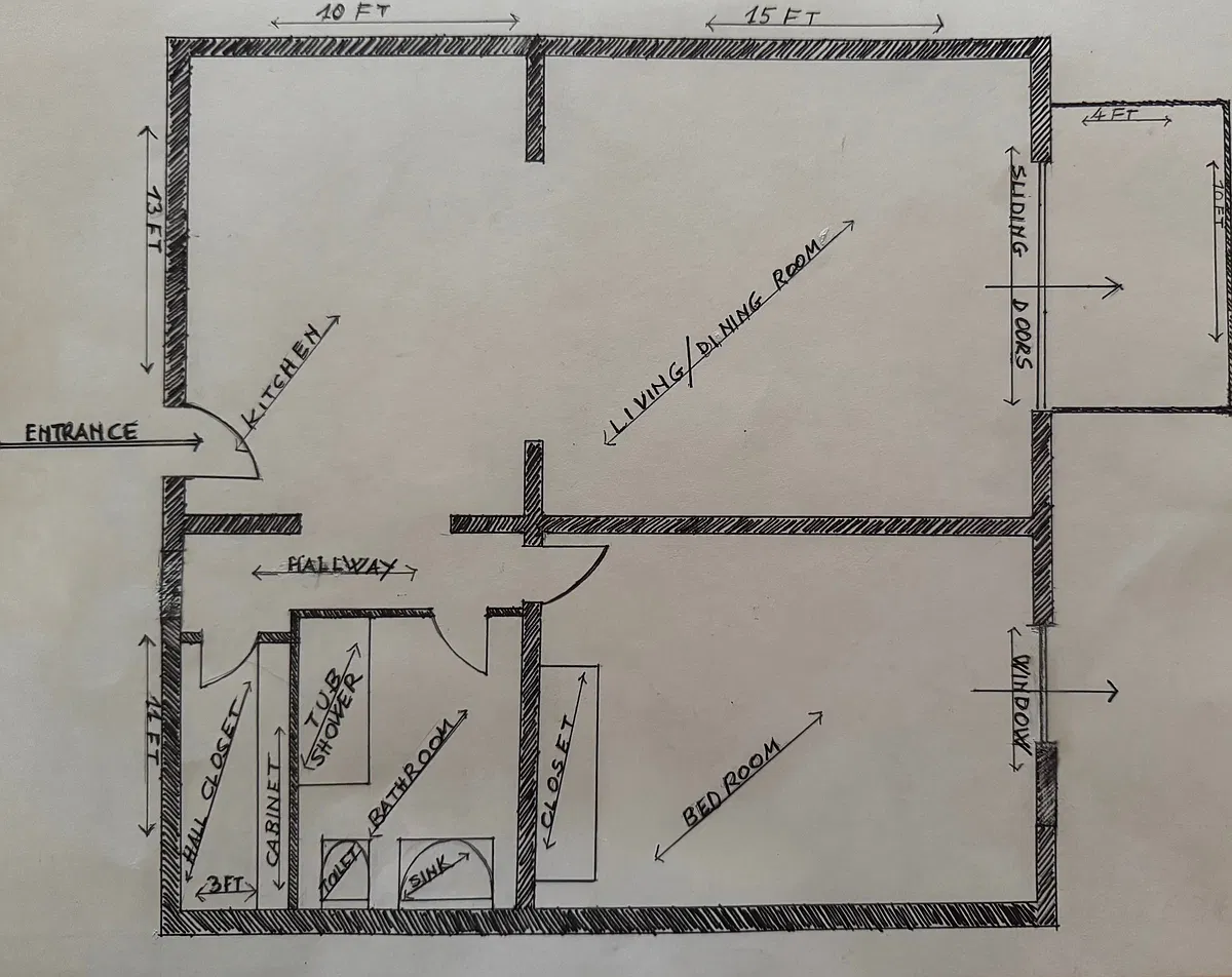 Floor plan 1 bedroom apartment