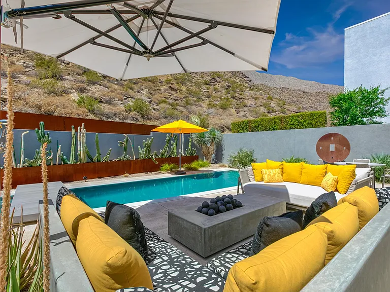 Backyard with fantastic view to the San Jacinto mountains.