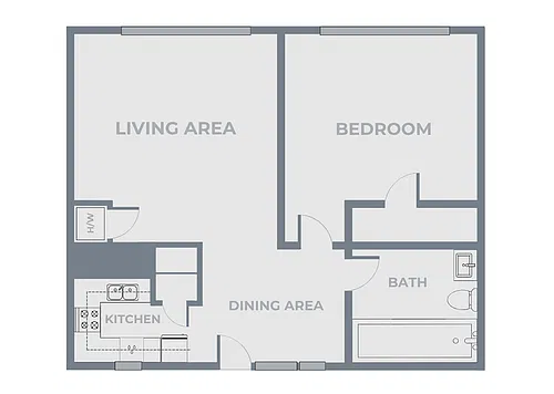 Floor plan 1 Bedroom, 1 Bathroom