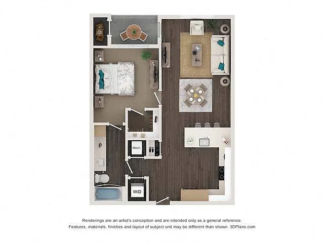 Floor plan A3 1x1 770 SF