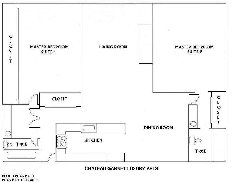 Floor plan 2 Bed - 2 Bath