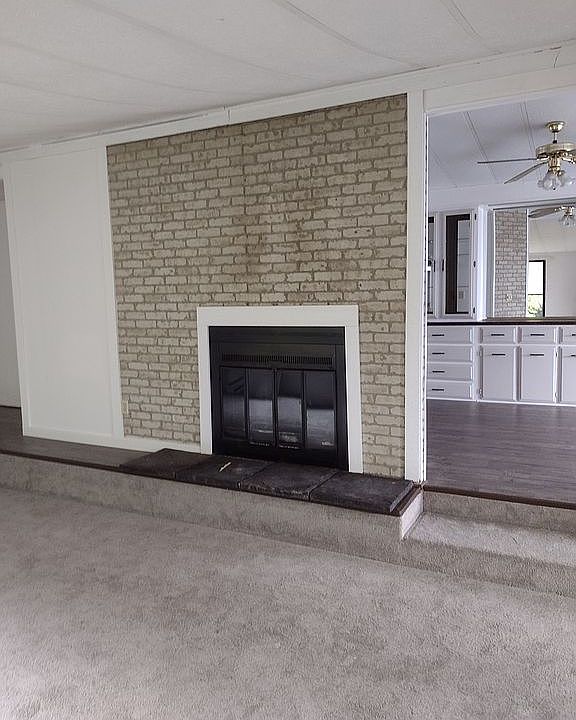 Cozy wood burning fireplace