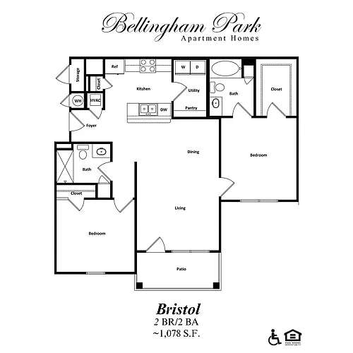 Floor plan 2 Bed 2 Bath 60% AV-HCV