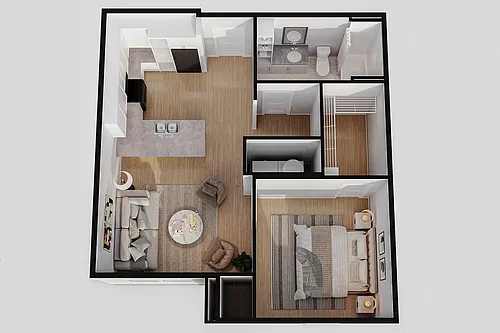 Floor plan One Bedroom/One Bath