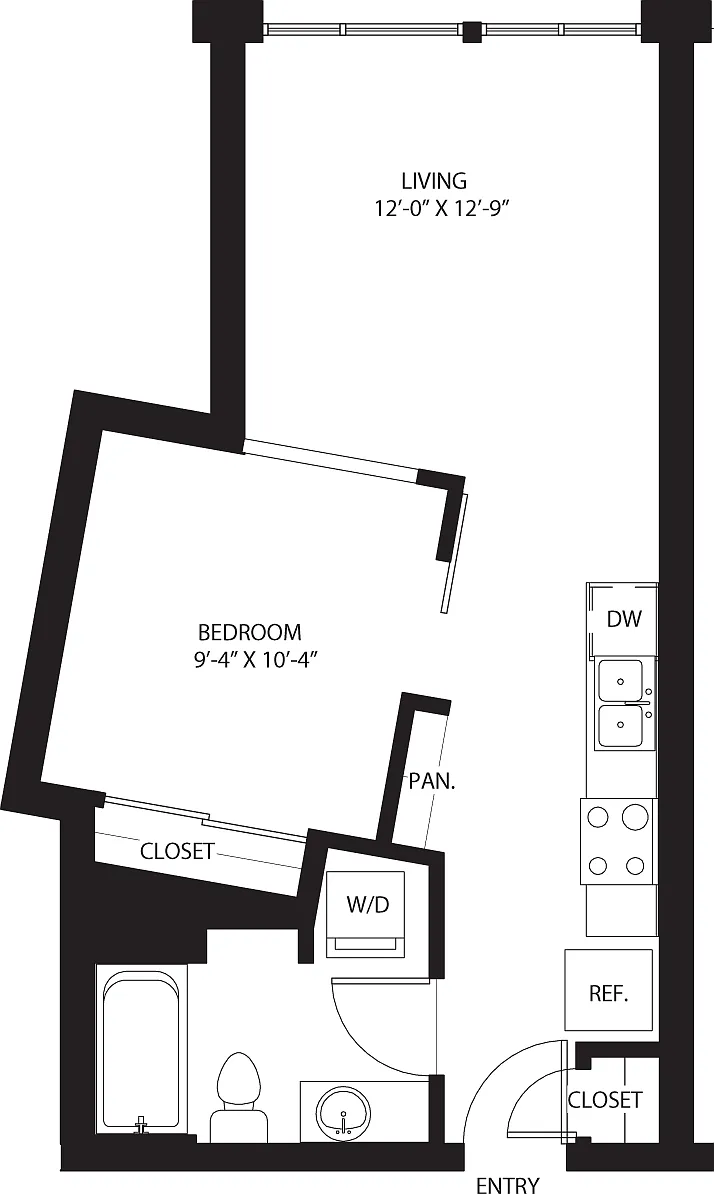 Floor plan One Bedroom O2-A