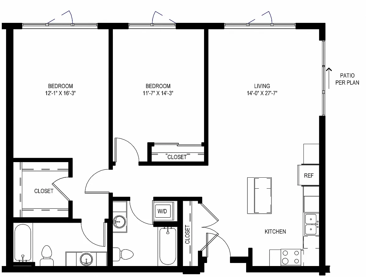 Floor plan Two Bedroom C6
