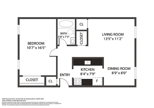Floor plan 1 Bed 1 Bath
