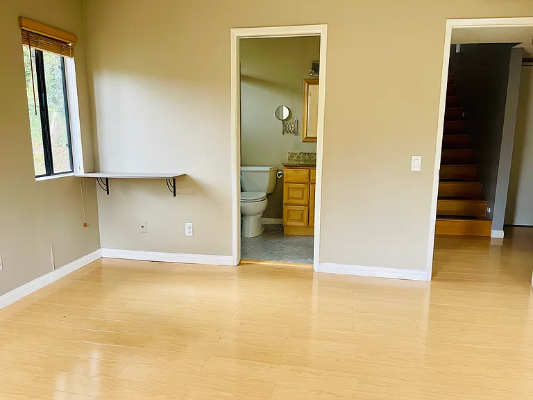 master bedroom and adjoining bathroom