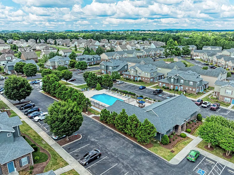 Aerial view of the community & pool