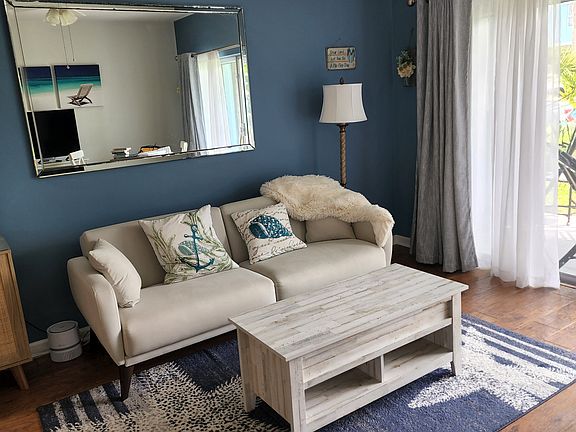 Couch can convert to a bed.