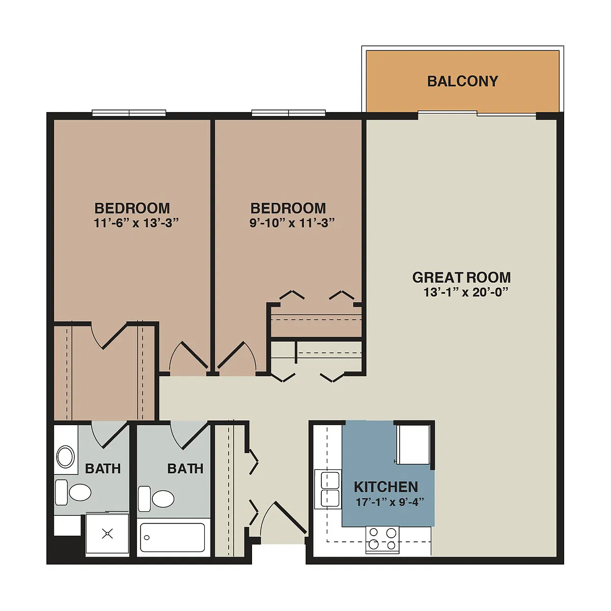 Floor plan 2A - 2 Bedroom