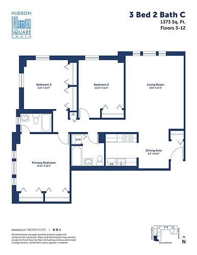 Floor plan 3 Bed 2 Bath C