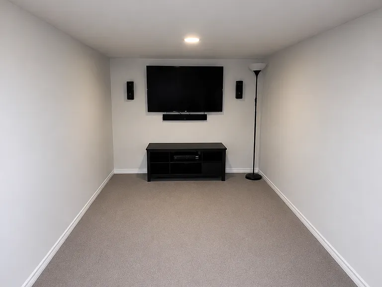 Basement Living Area (decluttered with AI)