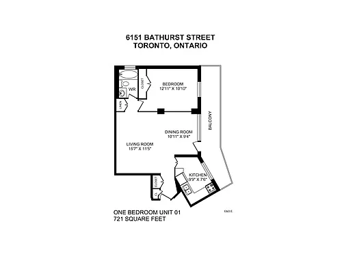 Floor plan 1 Bedroom 1 Bed 1 Bath 4