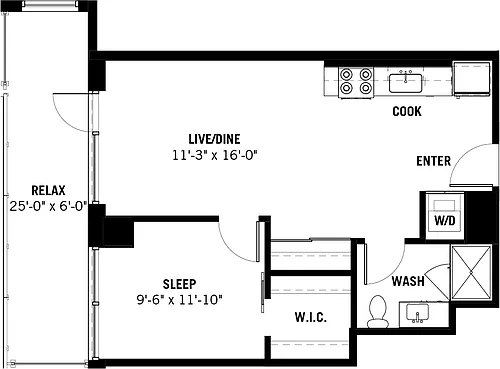 Floor plan One Bed 13