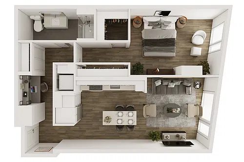 Floor plan A6: 1 BR/1BA 801 SF