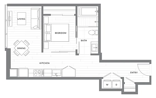 Floor plan 1 Bedroom 1 Bath ADA A10