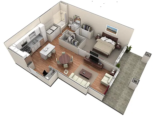 Floor plan 1 BR Designer Courtyard