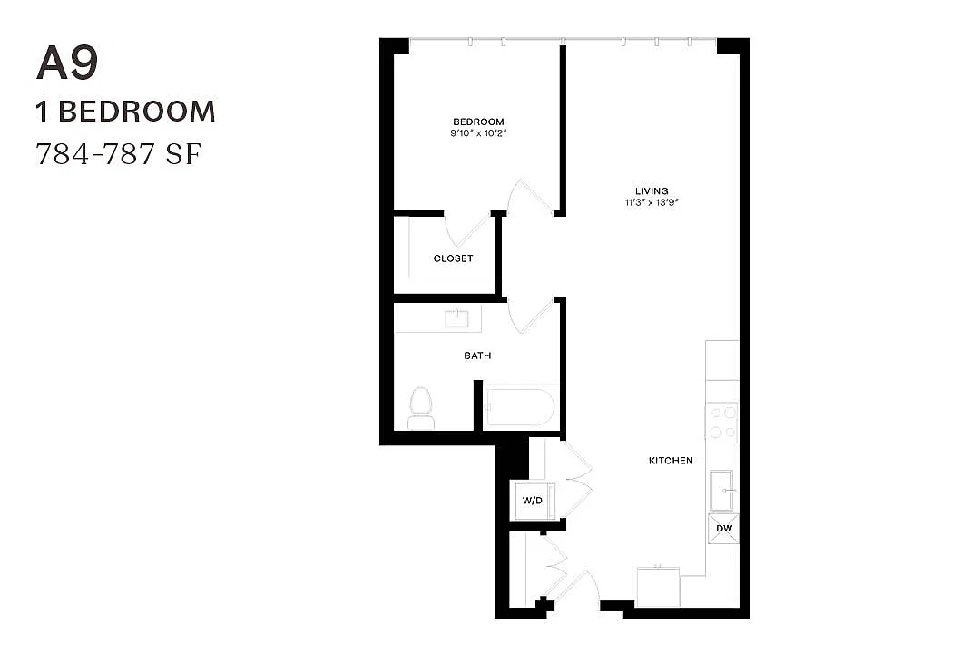 Floor plan One Bedroom A9