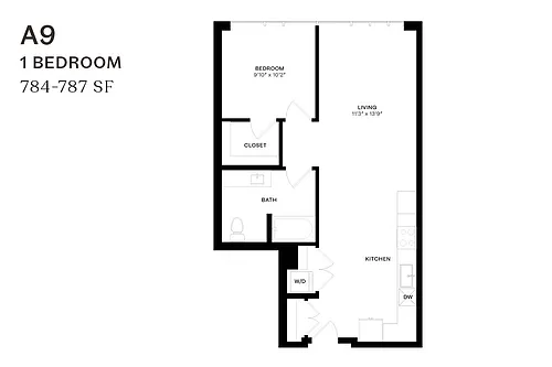 Floor plan One Bedroom A9