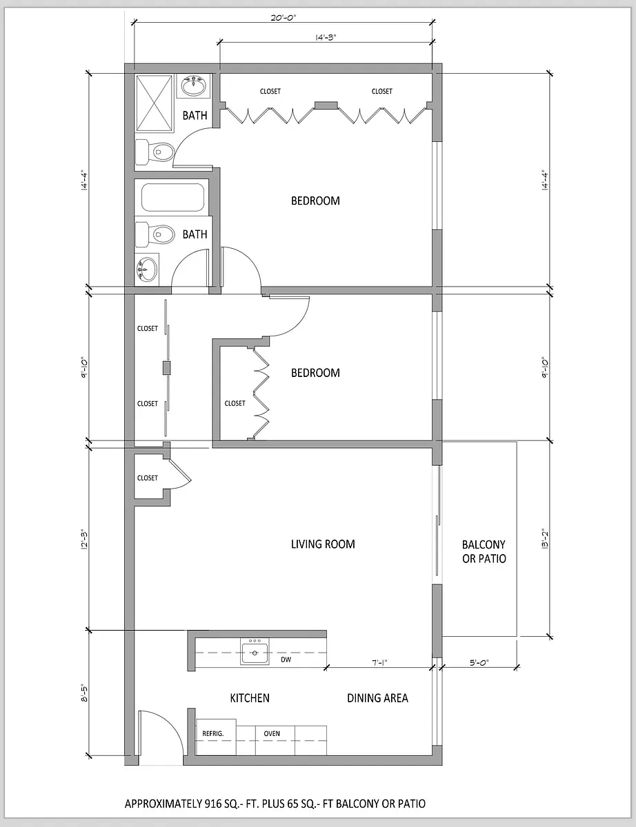 Floor plan 2 Bedroom 2 Bathroom