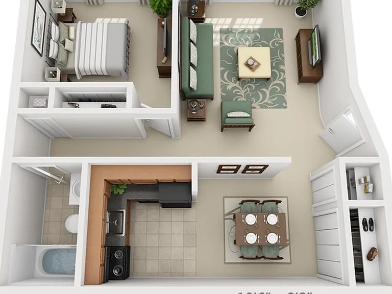 1 BEDROOM, 1 BATH - 650 SF 1 BEDROOM, 1 BATH - 650 SF