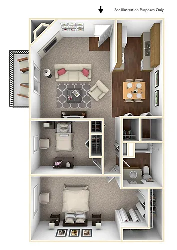 Floor plan 2 x 1 Bedroom