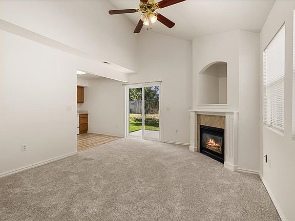 Fireplace and slider to back