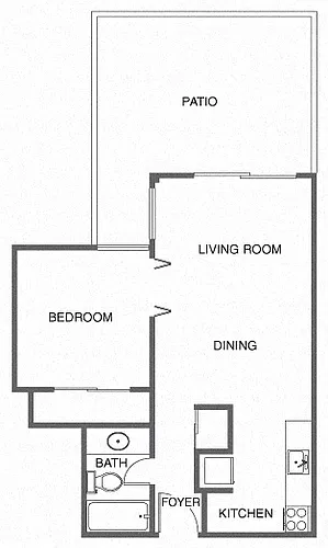 Floor plan Renovated 1 Bed, 1 Bath