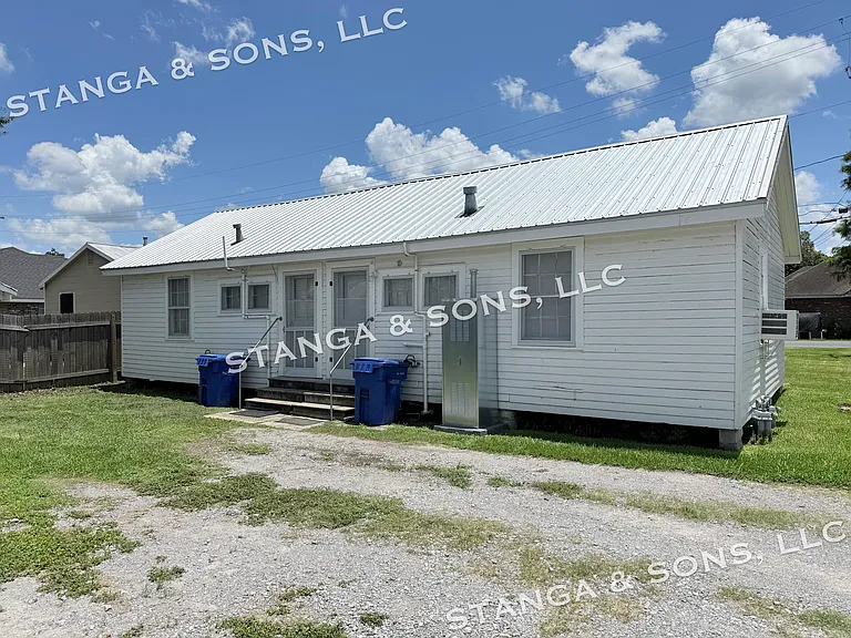 Rear of building and driveway