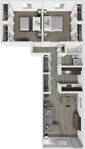 Floor plan Two Bedroom One Bath