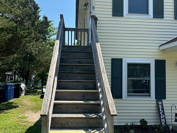 stairs to entrance on the second floor