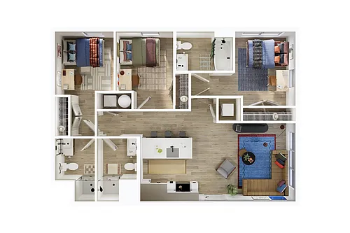 Floor plan 3BR/3BA - D3