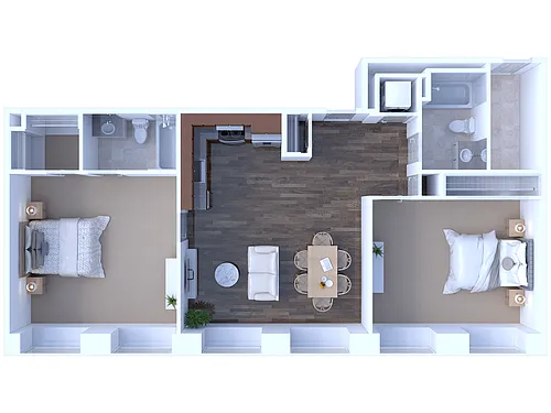 Floor plan 2 Bedroom/2 Bathroom - 1015