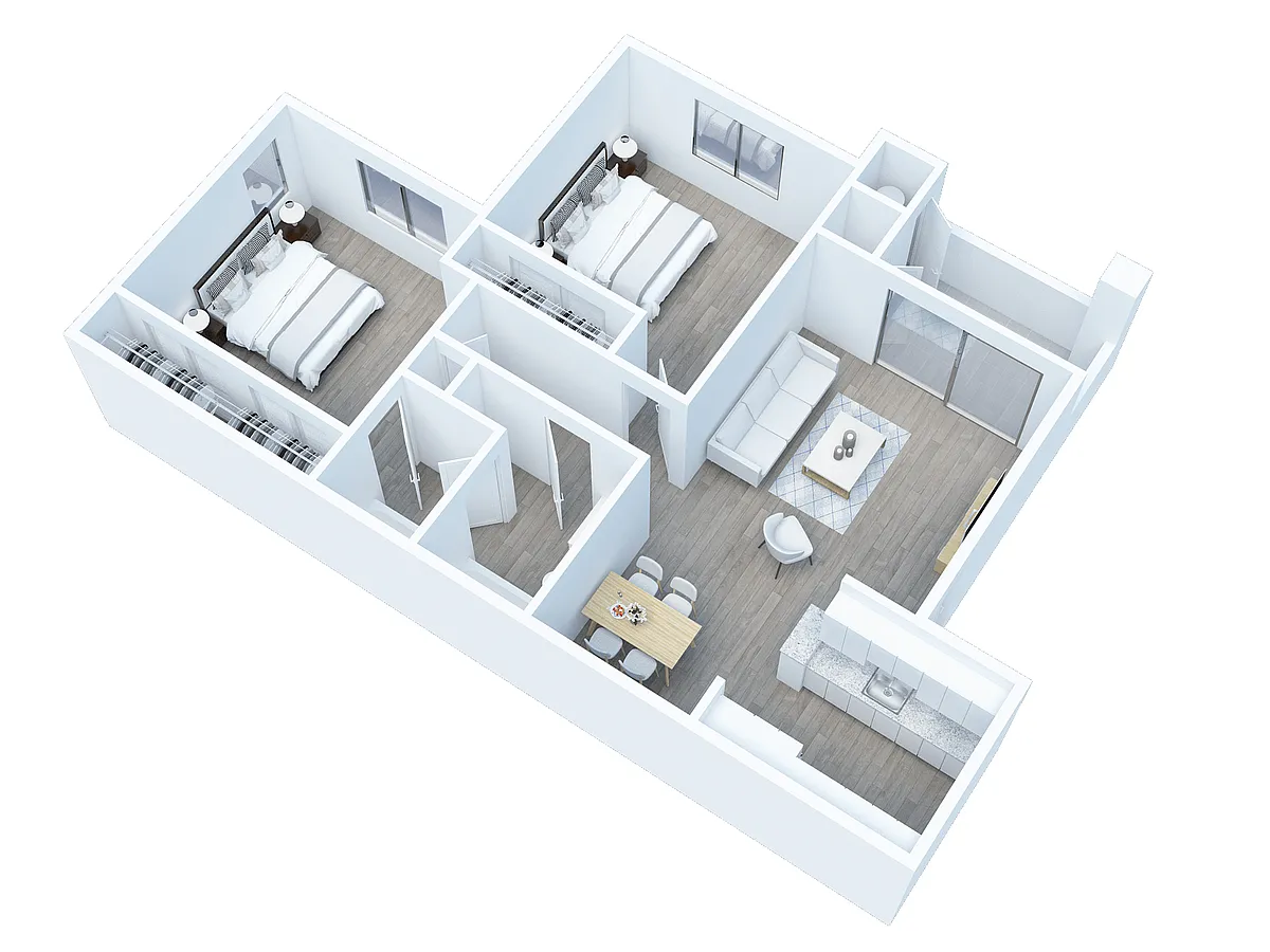 Floor plan Two Bedroom One Bath