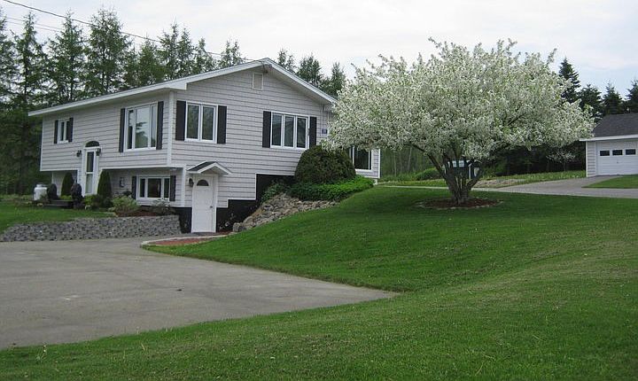 House and detached garage.