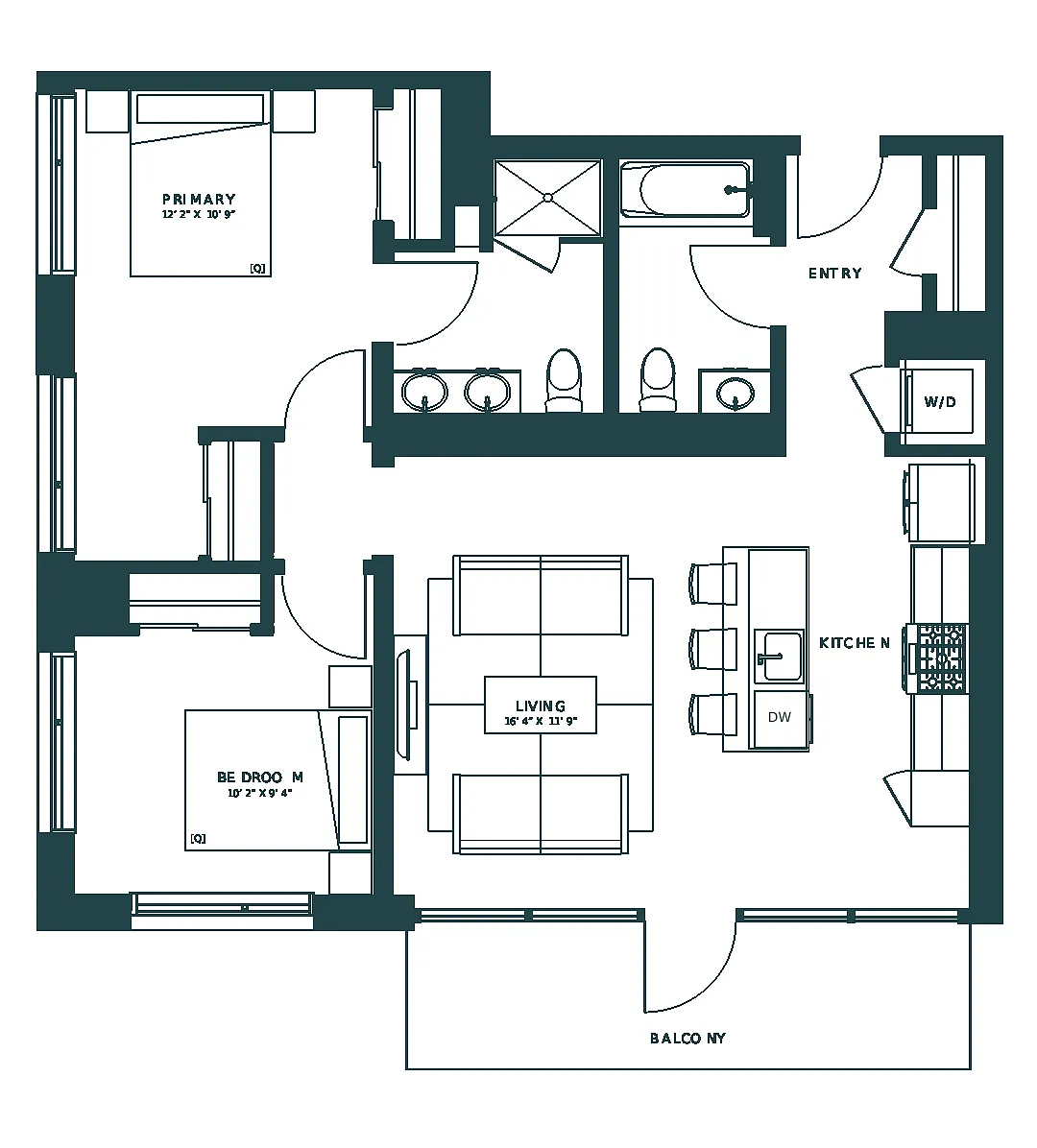 Floor plan 2 Bed/2 Bath JR-C5L