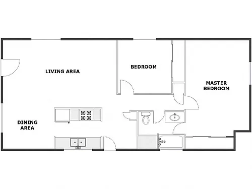 Floor plan 2 Bed / 1 Bath: Type A